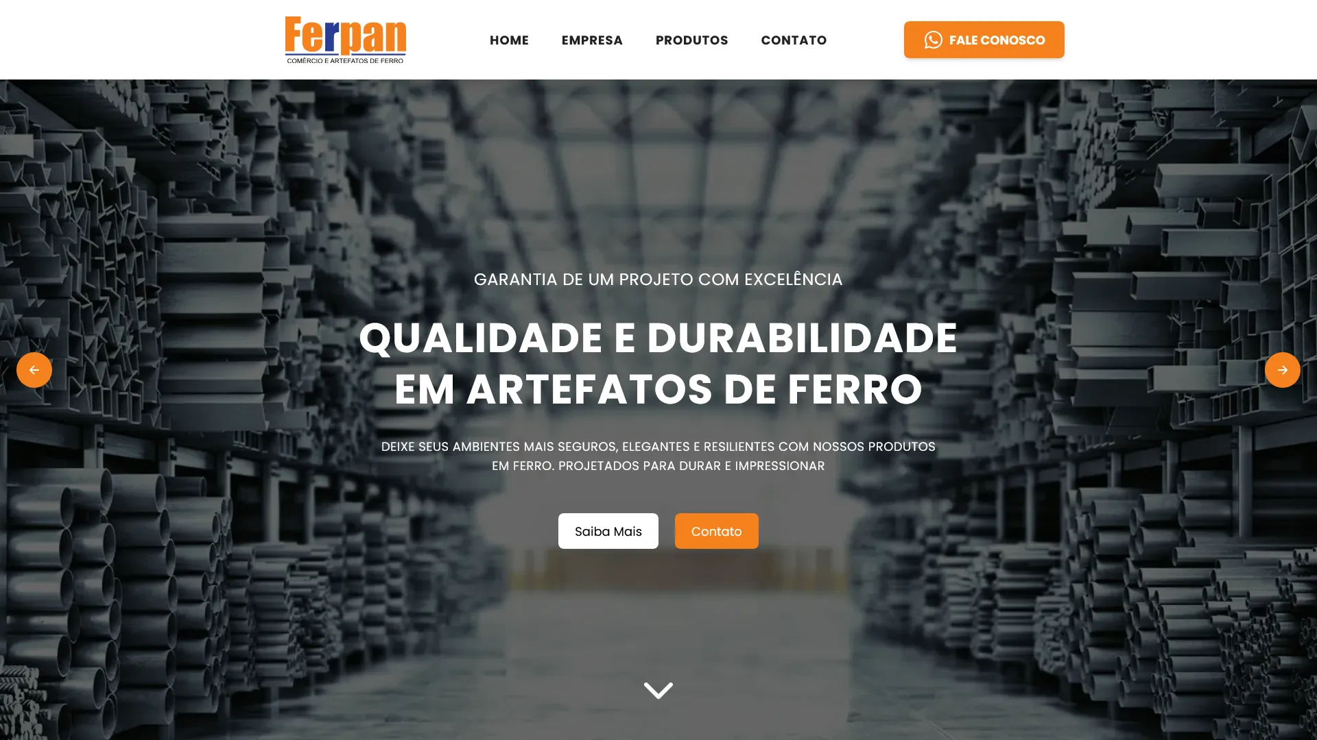 Imagem de Hero do site Ferpan Comércio de Ferros